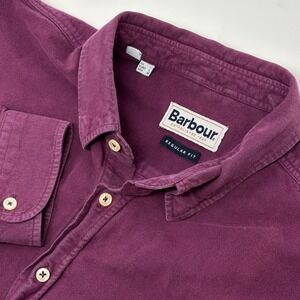 Barbour Mandrake Purple Garment Dyed Button-Down Shirt Men's Medium Regular Fit